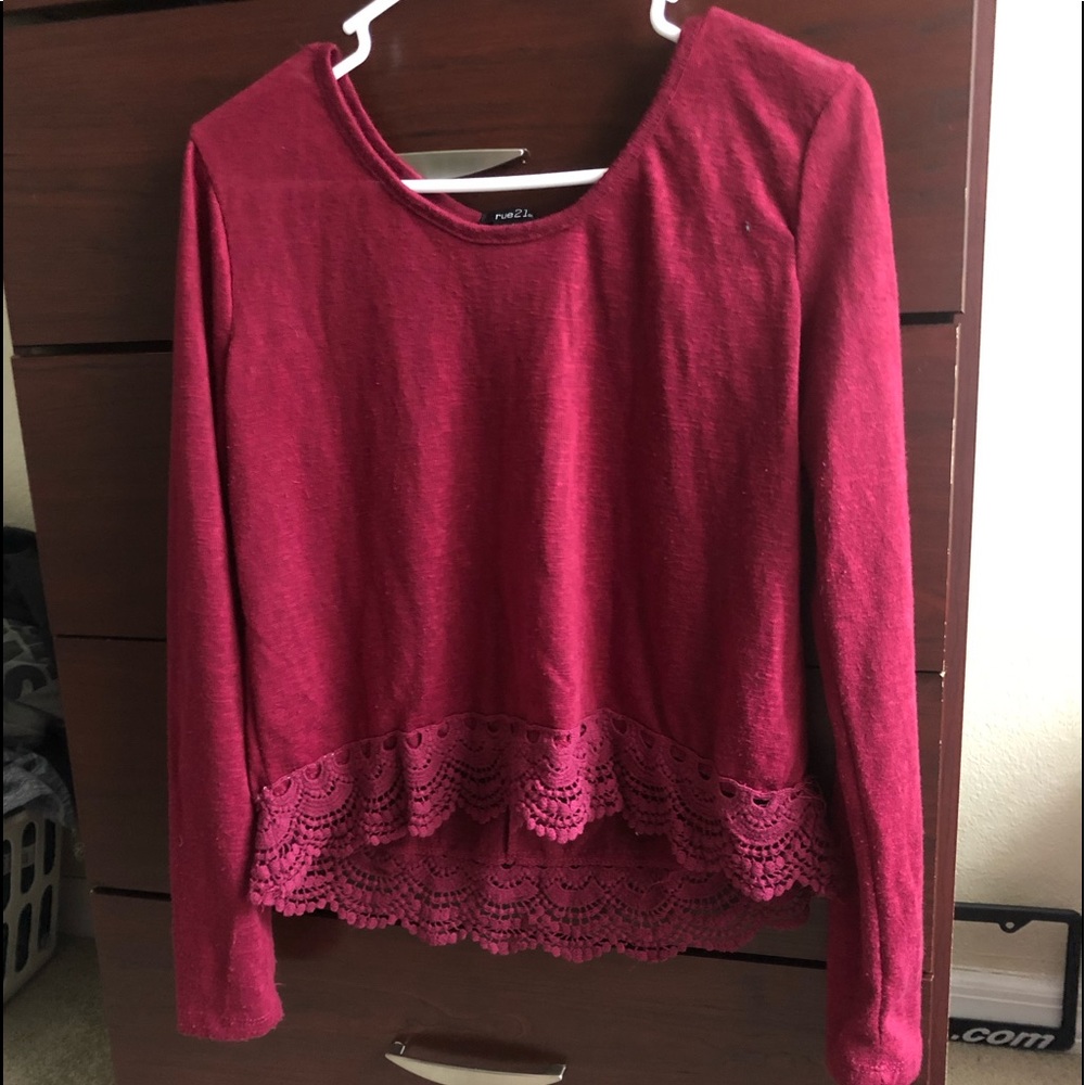 Lace edge Long Sleeve Tee